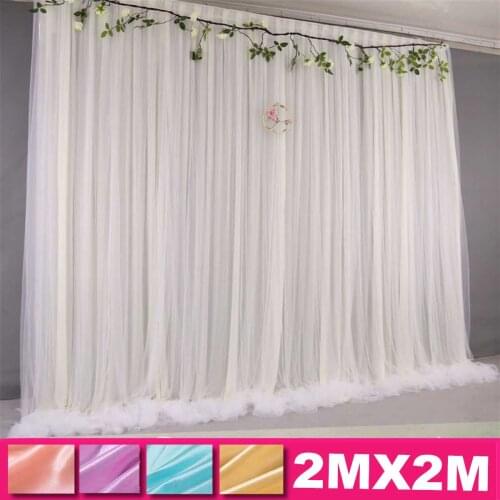 2X2M Ice Silk Party Backdrop Hanging Curtains Gauze Wedding Decoration Photo Backdrops Background Event Party Supplies 5 Colors