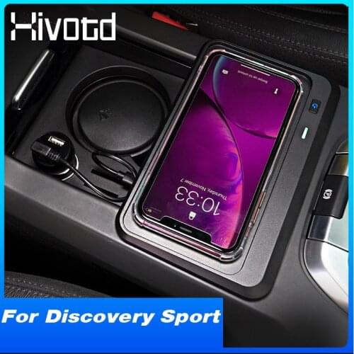 Hivotd QI Car Wireless Charger Fast Phone Wireless Charging Interior Accessories For Land Rover Discovery Sport L550 2015-2020