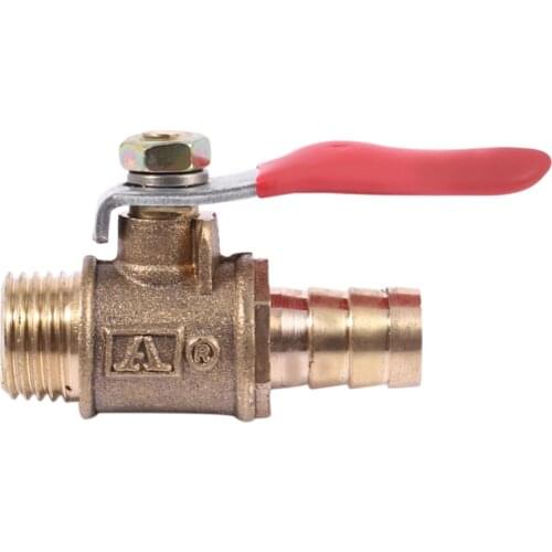 10mm x 1/4 inch PT Male Thread Full Port Lever Handle Hose Barb Brass Ball Valve