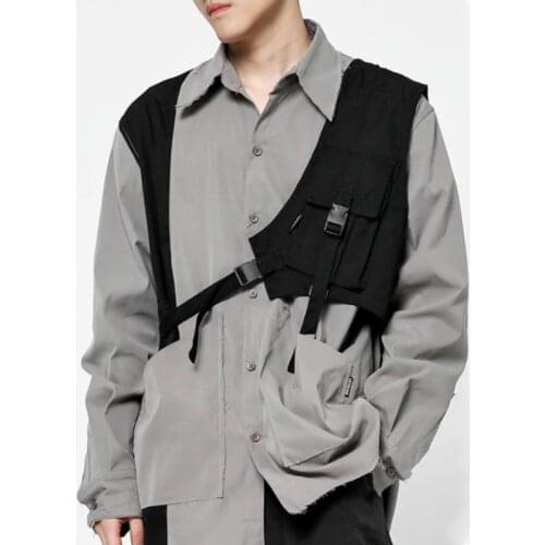 Ribbons Functional Messenger Chest Bags Hip Hop Streetwear Men Vest Bags Tactical Shoulder Package Male Casual Techwear Backpack