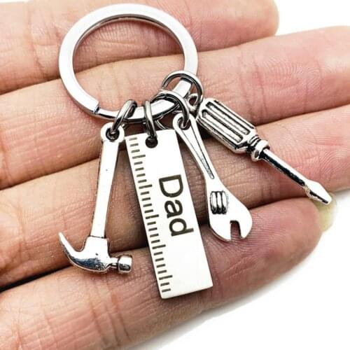 1 Set Keychains Creative Collectible Stainless Steel Screwdriver Wrench Hanging Pendant Tassel Hanging Key Ring for Fathers Day