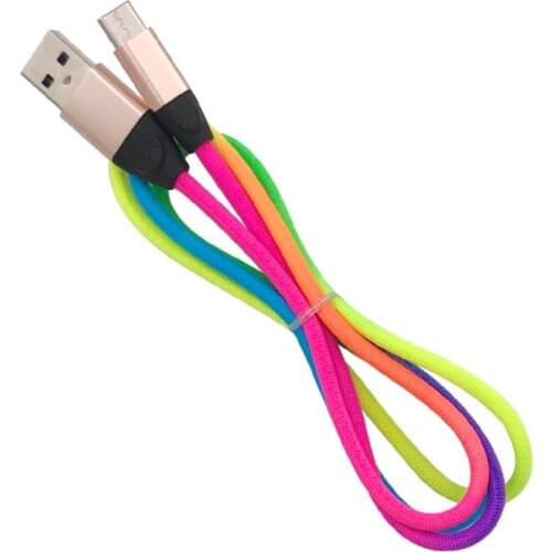 OTG USB Type-c Data Cable Rainbow Braided Fast Charging cables 1M Rainbow colors mirco USB cable charger cable for mobile phone