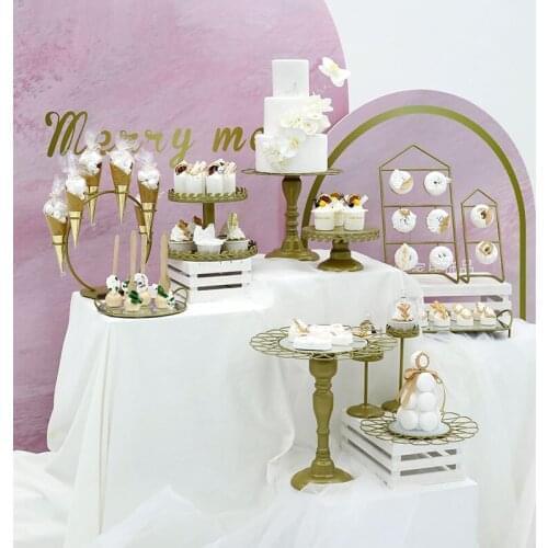 SWEETGO Gold Sparkl cake stand 1piece sunflower glass trays metal glass trays 2 layers racks tableware party Home decoration