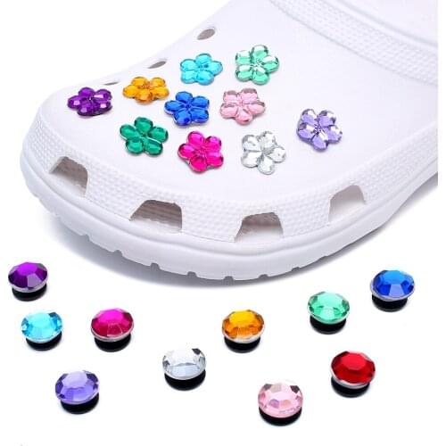 Single Sale 10pc Crystal PVC Shoe Charms,Shoe Buckles Accessories Fit Bands Bracelets Croc JIBZ,Kids Party X-mas Gift