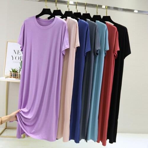 Casual Sleep Dress Modal Sleepwear Solid Nightie Nightgown Women Night Dress Intimate Lingerie Nightwear Bath Gown Homewear