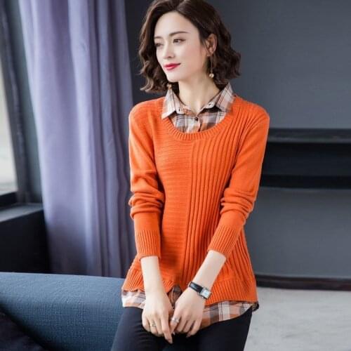 Autumn Spring Style Women Knitted Pullover Tops Lady Casual Long Sleeve Turn-down Collar Pullover Sweater ZZ1136