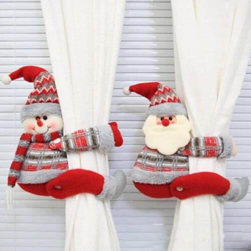 Christmas Curtain Buckle Santa Claus Elk Snowman Doll Curtain Decoration Buckle Merry Xmas Decor for Home Christmas Kid Gifts