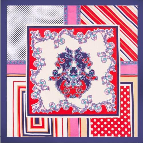 60cm*60cm 2021 Luxury Brand Geometric Striped Print Women Twill Silk Scarf Small Square Scarves New Dot Headband chale femme