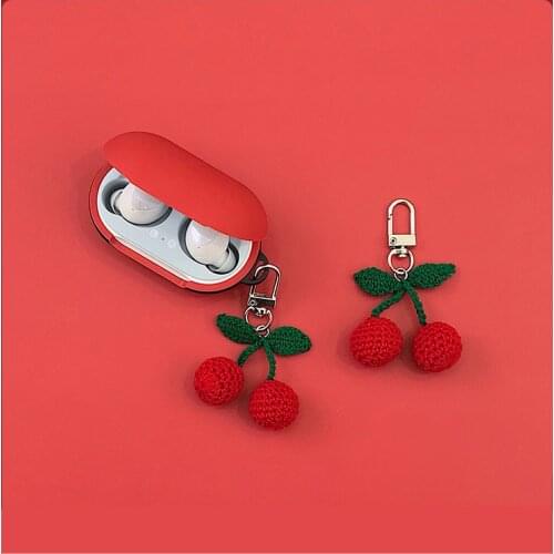 Silicone Protective Case Cover for Samsung Galaxy Buds 2019 Earphone Case for Samsung Galaxy Buds Plus 2020 with Cherry Keychain