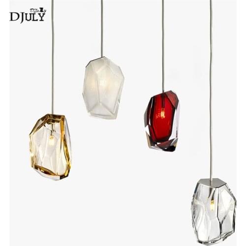Nordic irregular glass Ice cube pendant lights for dining room Internet cafe bar creative staris colorful hanging lamp fixtures