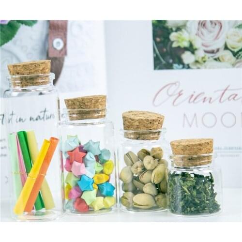 Capacity 50ml 80ml 100ml 150ml Glass Bottles with Cork Clear Bottles Jars Weding Gift Empty Jars Containers Bottles 48pcs