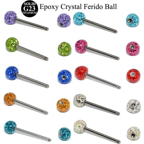 Titanium G23 Shaft with Epoxy Crystal Ferido Ball Straight Barbell Ring Nipple Ring Tongue Barbell Ring Fashion Body Piercing J