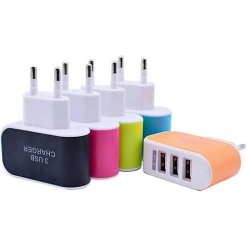 3 IN 1 USB Candy Color Mobile Phone Charger Universal Charging Head for Android Smart Phone Electronic Equipment Adapter Plug
