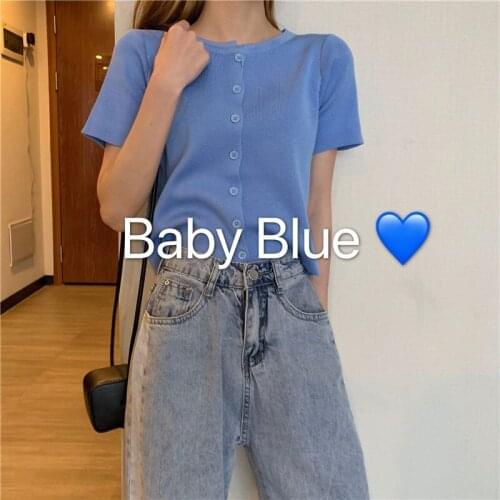 Woman TShirts Summer Knitted Short-Sleeved T-shirt Womens Black Top Crop Top Mujer Camisetas