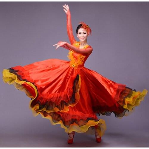 Female Classical Folk Dance Performance Costumes Flamenco Dance Stage Dress Modern Ballroom Dance Clothing For Women VO1062