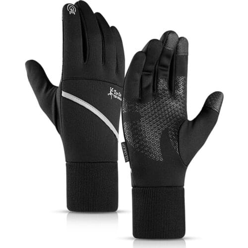 Winter Cycling Gloves Bicycle Warm Three Finger Touch Screen Full Finger Gloves Waterproof Outdoor Ski Motorcycle Riding Gloves