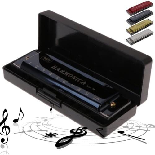 10 Holes Key Of C Blues Harmonica Musical Instrument Educational Toy With Case Drop Ship