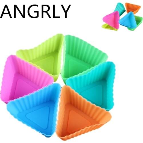 ANGRLY 10pcs Round shape Silicone Muffin Cupcake Mould Case Bakeware Maker Mold Tray Baking Cup Liner Baking kitchen accessories