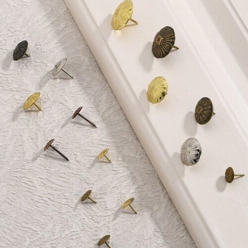 100pc Antique Decorative metal Tack Frame Pushpin Nails for jewelry Gift Wine Case WoodenBox Sofa Stud Pushpin Doornail Hardware