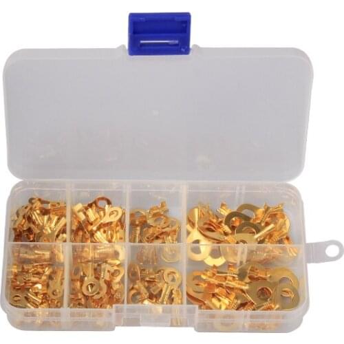 150PCS Ring Lug Terminals Electrical Wire Connectors Non-insulated Crimp Terminal Assortment M3/M4/M5/M6 with Box