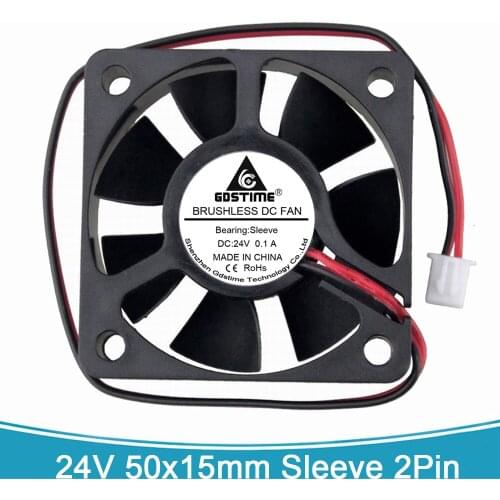 2pcs Gdstime Cooler Fan DC 24V 2Pin 5cm 50mm x 15mm 5015 Computer Brushless Industrial Exhaust Cooling Fan