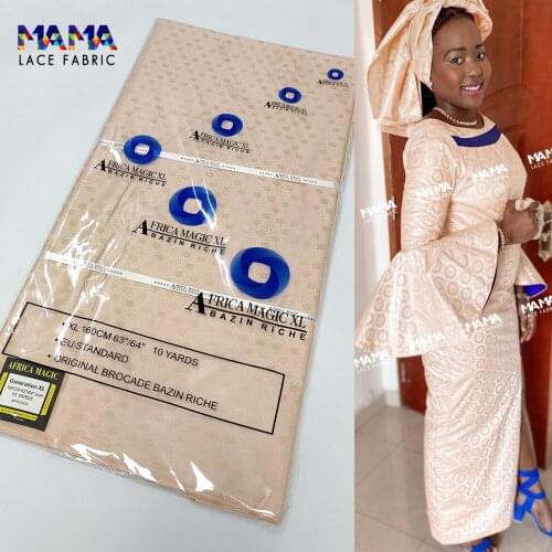 5 Yards 2021 New Design Afrian Lace Fabric With Good Smell Basin Riche XL Original Brocade Bazin Riche 160CM 63"64"