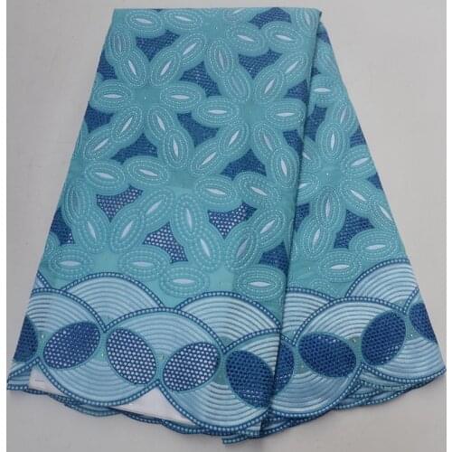 5yards/pc) High density embroidered Swiss voile lace wonderful design skyblue African cotton lace fabric for party dress CLP50