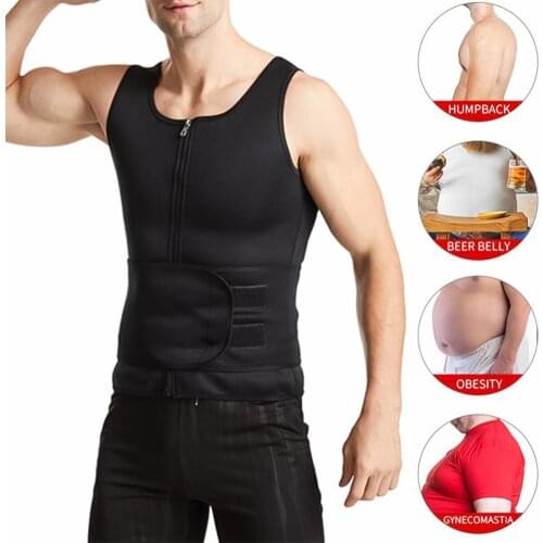 50% Hot Sales!! Sauna Vest Comfortable With Waist Trimmer Black Adjustable Body Shaper Tank Top for Men