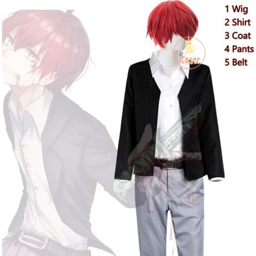 Anime Assassination Classroom Karma Akabane Suit Akabane Karuma Cosplay Costume Red Wig Party Men Suit Carnival Outfit Women