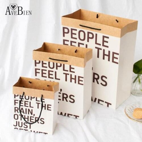 AVEBIEN 10pcs Retro Kraft Shopping Mall Handbag Wedding Favors and Gifts Baby Shower Souvenirs Christmas Paper Gift Bag Supplies