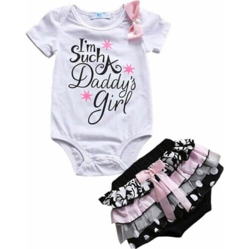 Free shipping Newborn Kid Baby Girl Cotton Romper Lace Shorts Skirt Summer Outfit Set