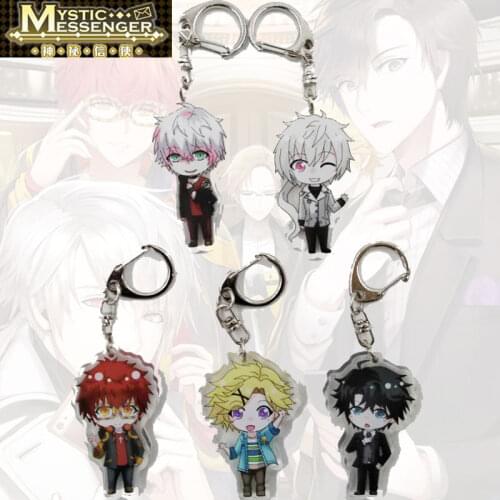 Mystic Messenger Jumin Saeran Yoosung 707 Zen Ray Keyring Keychain Mystic Messenger Cute Cosplay Acrylic Figure KeyringGifts