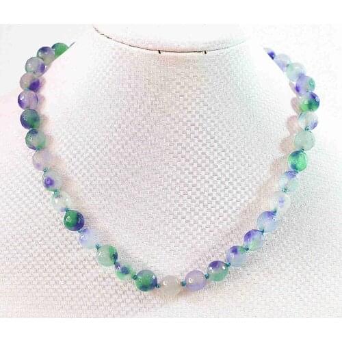 Multicolor violet chalcedony jades stone 10mm round beads diy necklace for women elegant chain choker jewelry 18inch B635