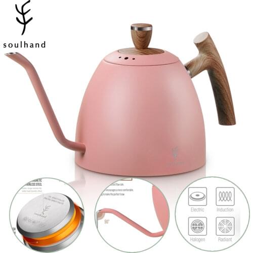 SOULHAND 1.5L 1.2L 1.0L Coffee Kettle Pour Over Coffee Tea Pot Kettle Drip Kettle Gooseneck Stainless with Thermometer