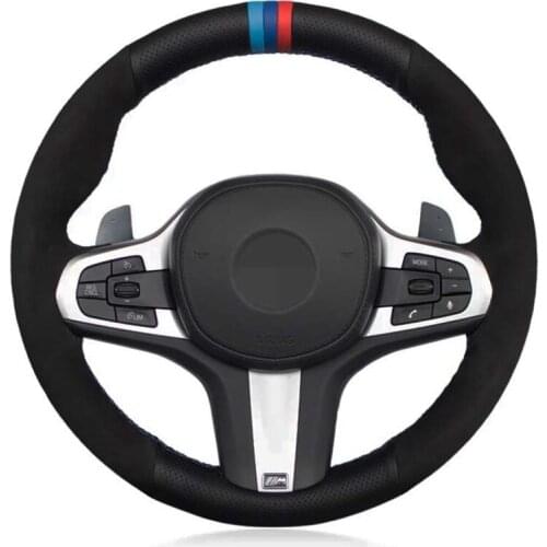 Black Suede Genuine Leather Car Steering Wheel Cover For BMW M Sport G30 G31 G32 G20 G21 G14 G15 G16 X3 G01 X4 G02 X5 G05