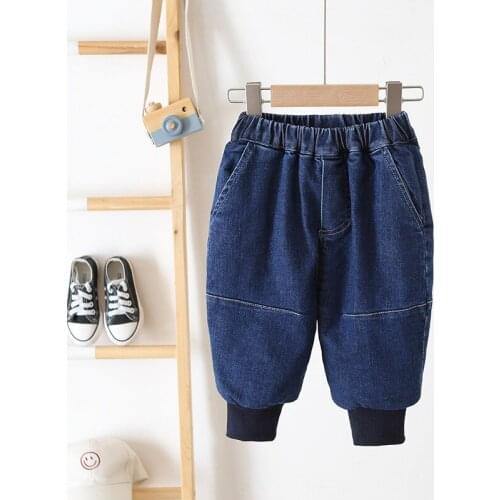 Toddler Kids Jeans Winter New 2020 Korean Casual Loose Plus Velvet Denim Pants For Boys Girls Baby Fashion Elasticity Warm Jeans