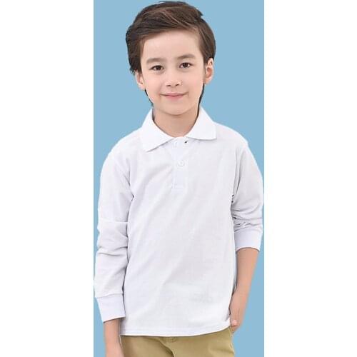 Children T-shirts Spring&Autumn Solid Cotton Long Sleeve Students Unifrom for Boys Girls Clothes Teenager Preppy Style Tops