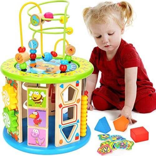 10 in 1 Wooden Kids Baby Activity Cube Development Toys Jeux Enfant Jouet Montessori 1 2 3 4 5 Ans Kinder Spielzeug