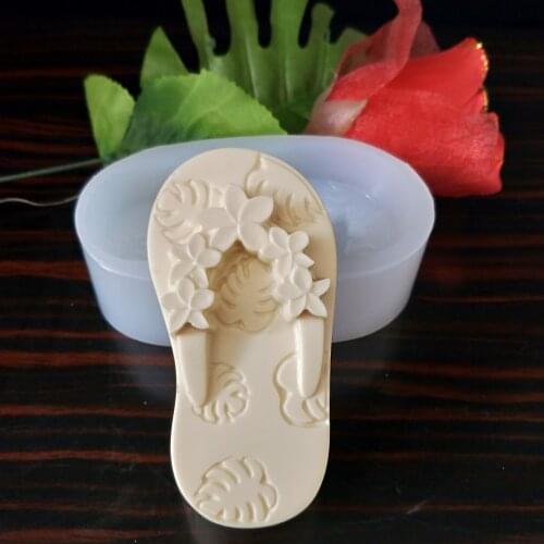 Fondant Mould Shoes Slippers Monstera Shoes Soap Molds Gypsum Chocolate Silicone Mold Clay Resin Flower QT0219 PRZY Silicone