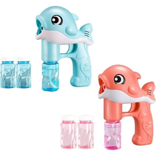 1Set Blue/Pink Dolphin Bubble Toy Bubble Blowing Maker with Flashing Light & Music Interactive Outdoor Kit Beach Toy