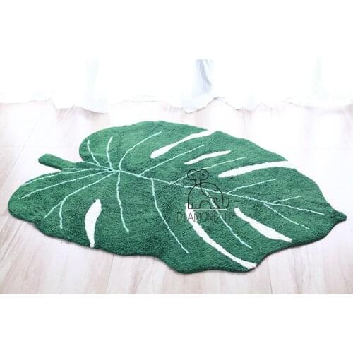 Leaf Shaped Cotton Texture Mat Nordic Childrens Home Decoration Carpet Doormat Props Floor Photography