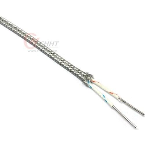 2 * 0.8mm K Type Stainless Steel Shielded Glass Fiber Insulated Precision Thermocouple Wire