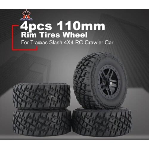 4pcs AUSTAR 110mm Rim Rubber Tyre Wheel Set Spare Parts Accessories for Traxxas Slash 4X4 RC4WD HPI HSP Crawler Car Mode