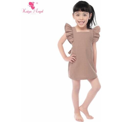 Kaiya Angel 2019 Hot Sale Summer Baby Girl Clothes Birthday Party Wedding Back Cross Strap Ruched Factory Wholesale 5pcs/lot
