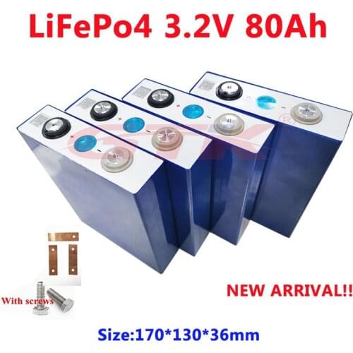 24pcs 3.2V lithium iron phosphate cells lifepo4 80Ah power batteries 256Wh for diy 24v 48v 240ah 6000w RV motor home boat ebike