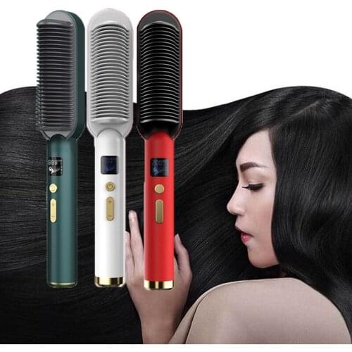 Multifunctional Professional Anti-Scalding Hair Straightener Tourmaline Ceramic Hair Curler Brush Comb Curling Hair Iron
