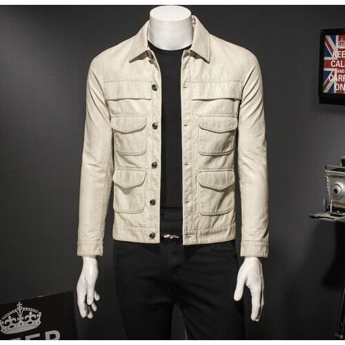Motorcycle Jacket 2020 Mens New Arrivel Autumn Zipper PU Leather White Biker Coat Black jaqueta masculina couro19053