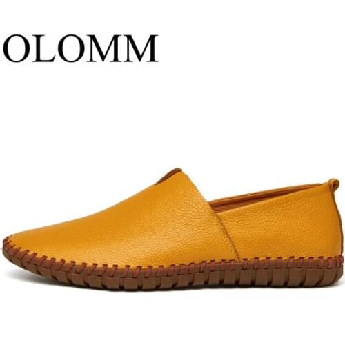 2019 large size leather casual mens shoes summer breathing mens luxury driving shoes non-slip mens casual flat shoes DD-13