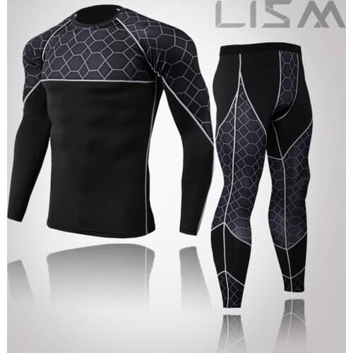 Mens Quick-Drying Thermal Underwear Suit Running Compression Sports Suit Basketball Clothes Gym Fitness Jogging Sportswear