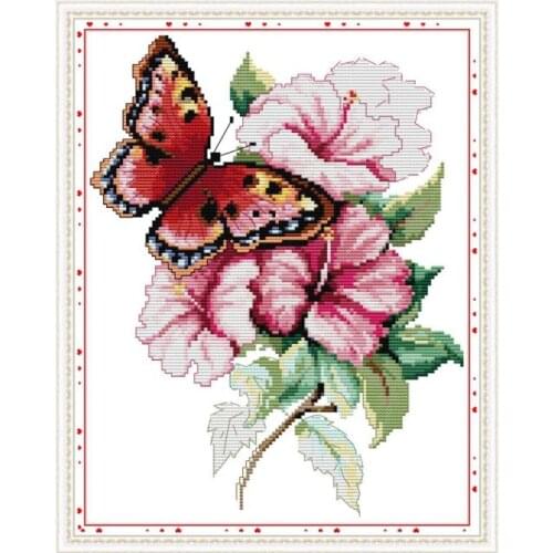 Butterfly love flower 18 cross stitch kit aida 14ct 11ct count printed canvas stitches embroidery DIY handmade needlework